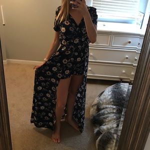 Floral Romper with Maxi Skirt